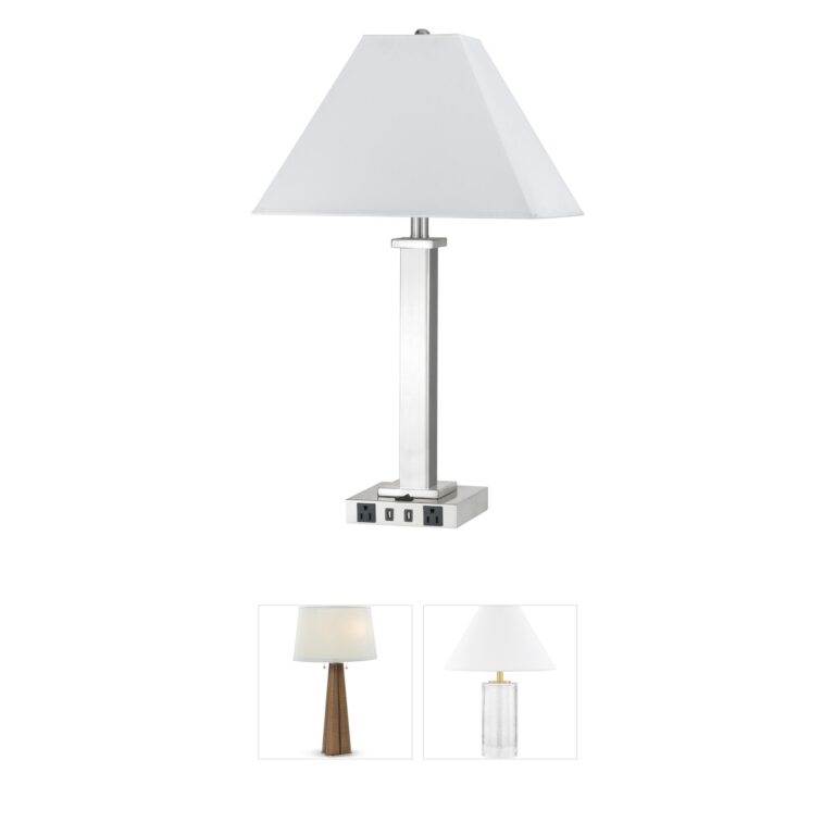 CAL Lighting Hotel Collection Brushed Steel Table Lamp with USB