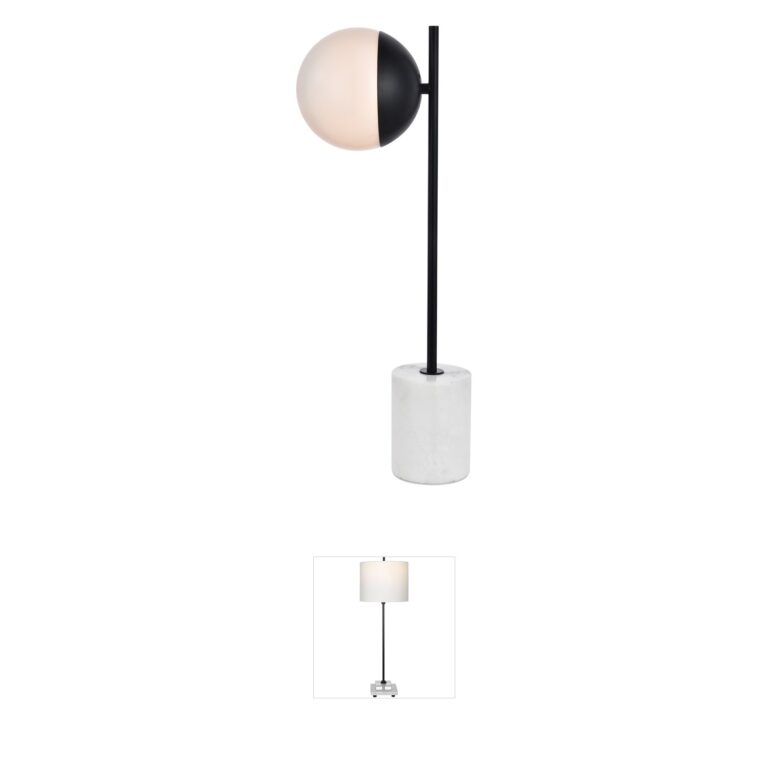Living District Eclipse Black Marble and Glass Table Lamp