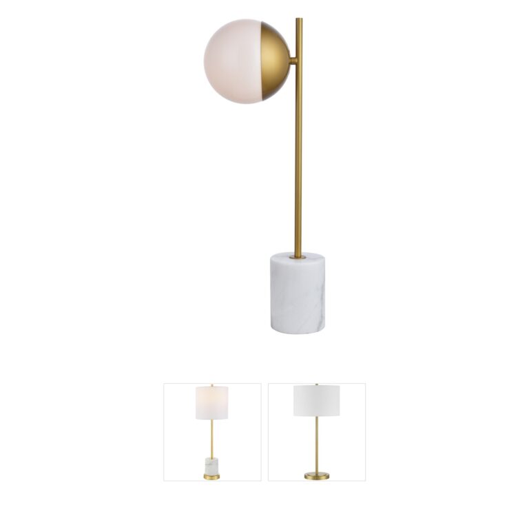 Living District Eclipse Brass Table Lamp with Frosted Glass