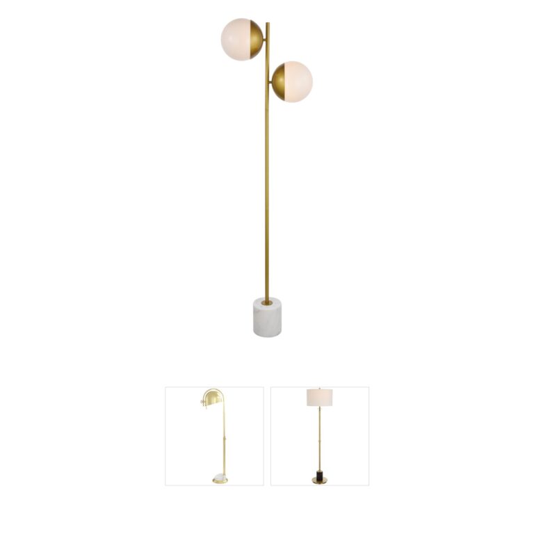 Living District Eclipse Brass Floor Lamp with Frosted Glass Shades