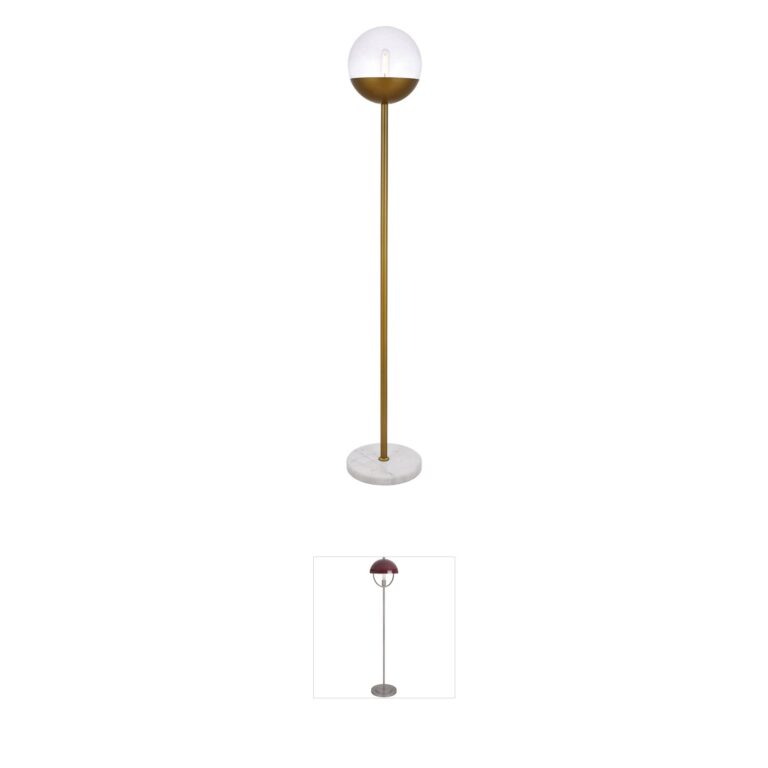 Living District Eclipse Brass Floor Lamp with Clear Glass Shade