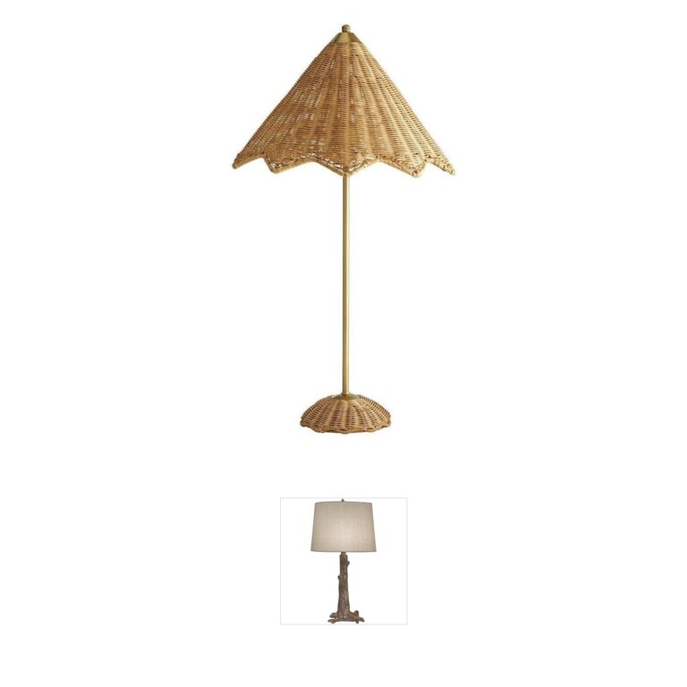 Arteriors Parasol Natural Rattan 2-Light Table Lamp