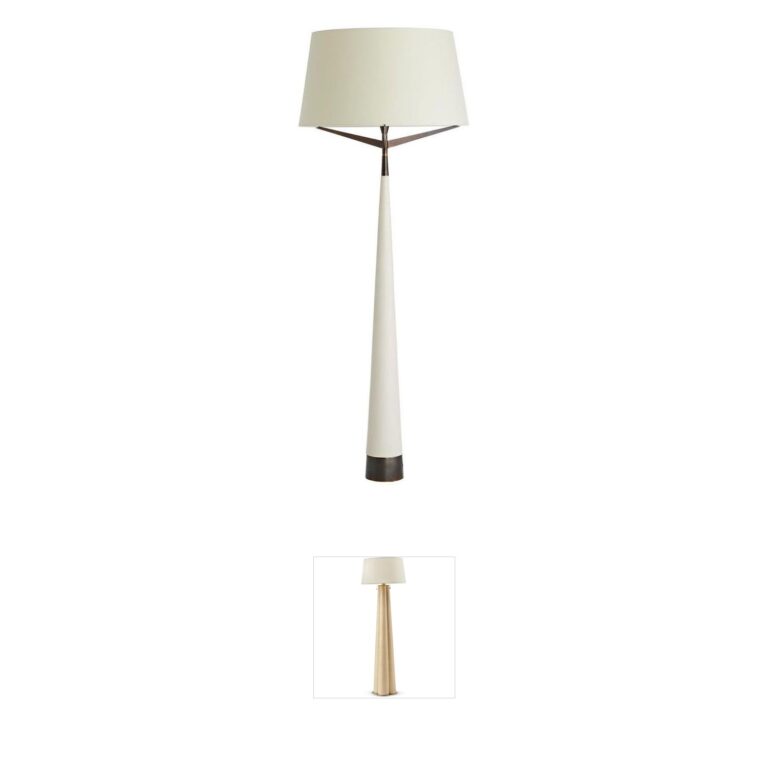 Arteriors Elden Ivory Resin Floor Lamp with White Linen Shade