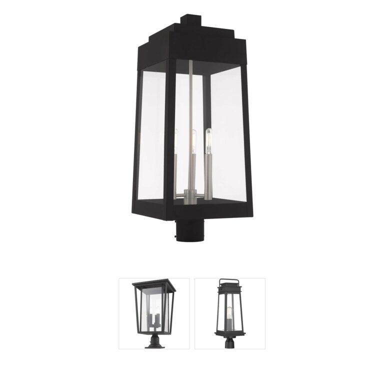Livex Lighting Oslo Black Solid Brass Post Lantern