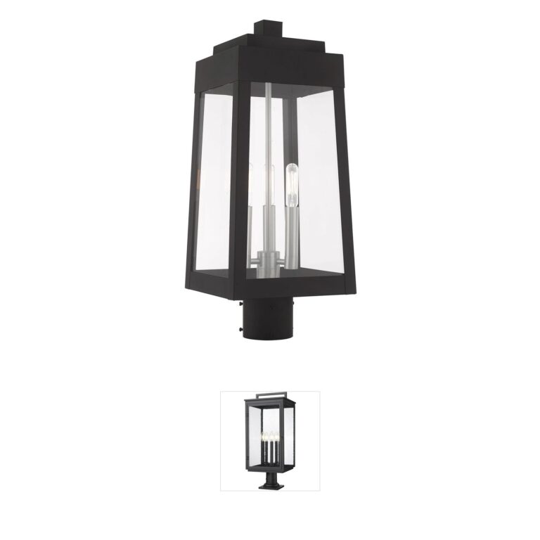 Livex Lighting Oslo Black Solid Brass Post Lantern