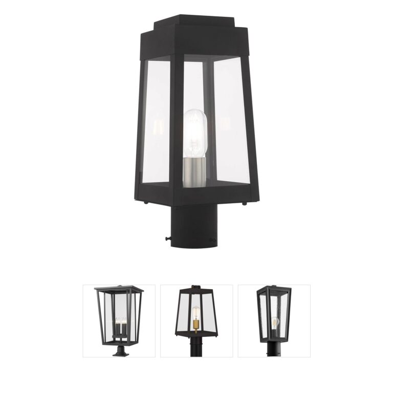 Livex Lighting Oslo Black Solid Brass Outdoor Post Lantern