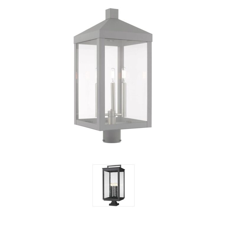 Livex Lighting Nyack Nordic Gray Solid Brass Outdoor Post Lantern