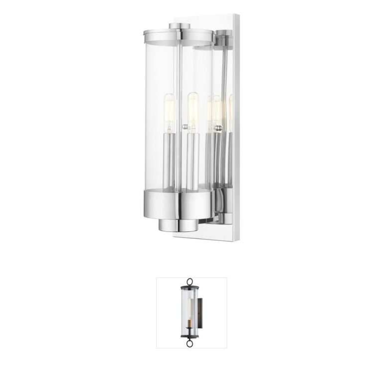 Livex Lighting Hillcrest Polished Chrome Hand Crafted Stainless Steel Outdoor Wall Lantern