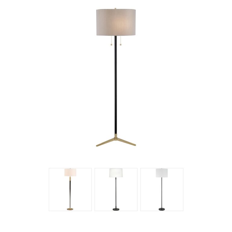 Bethel International Canada Antique Brass and Black 2-Light Floor Lamp