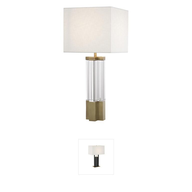 Bethel International Canada Antique Brass and Crystal Table Lamp
