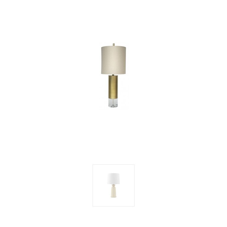 Bethel International Canada Antique Brass Metal and Crystal Table Lamp