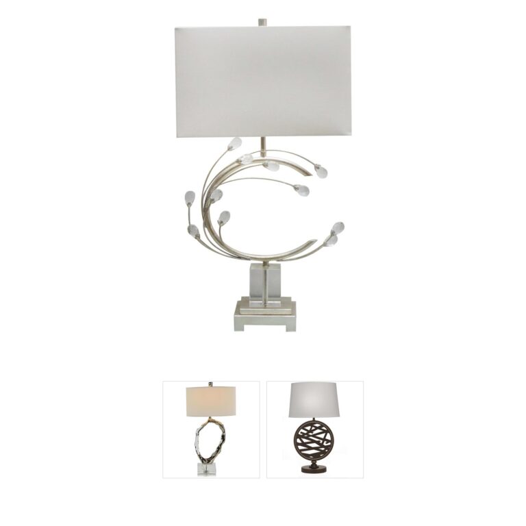 Bethel International Canada Antique Silver Crystal Table Lamp
