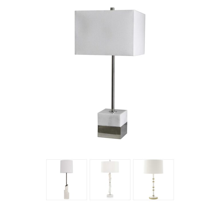 Bethel International Canada Polished Nickel Table Lamp with Marble Base