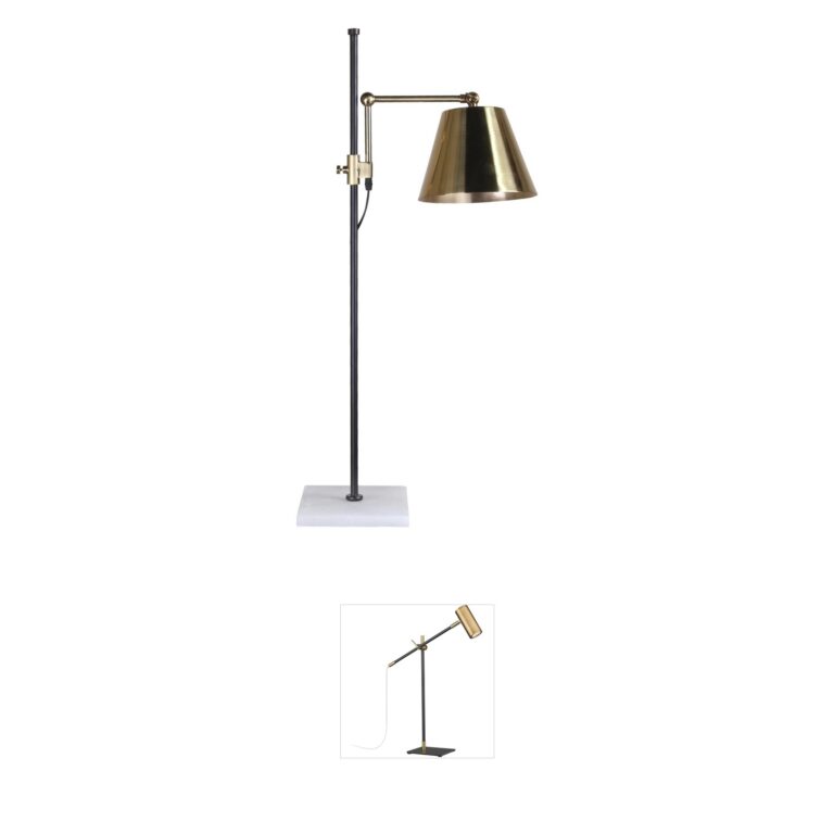Bethel International Canada Brass and Black Metal Table Lamp with Marble Base
