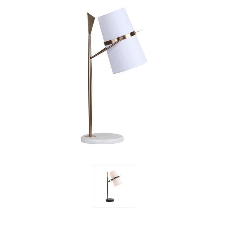 Bethel International Canada Collection Gold and Marble 2-Light Table Lamp