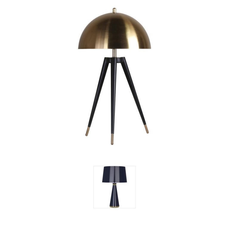 Bethel International Canada Gold Metal Shade and Black Table Lamp