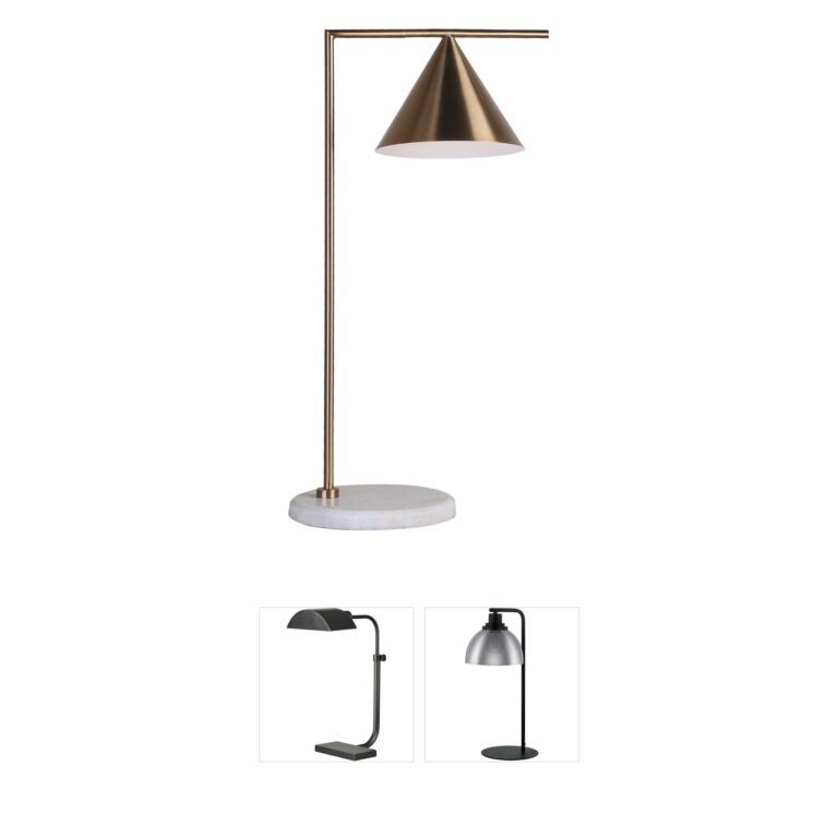 Bethel International Canada Gold Metal and Marble Table Lamp