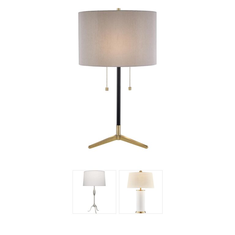 Bethel International Canada Antique Brass and Black 2-Light Table Lamp
