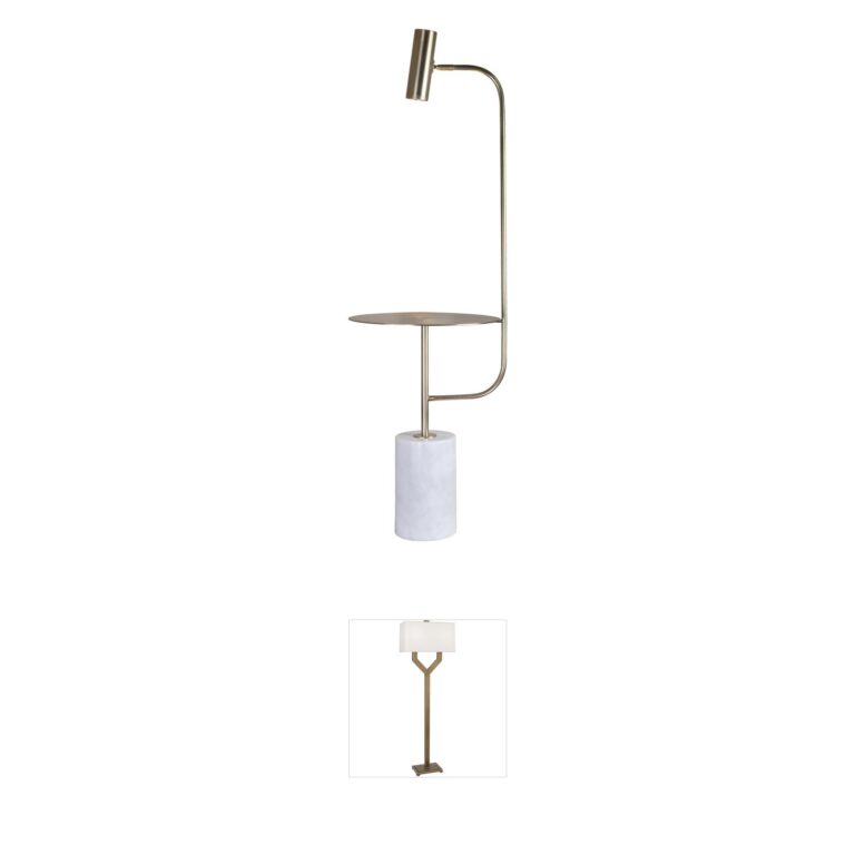 Bethel International Canada Gold Floor Lamp with Marble Base