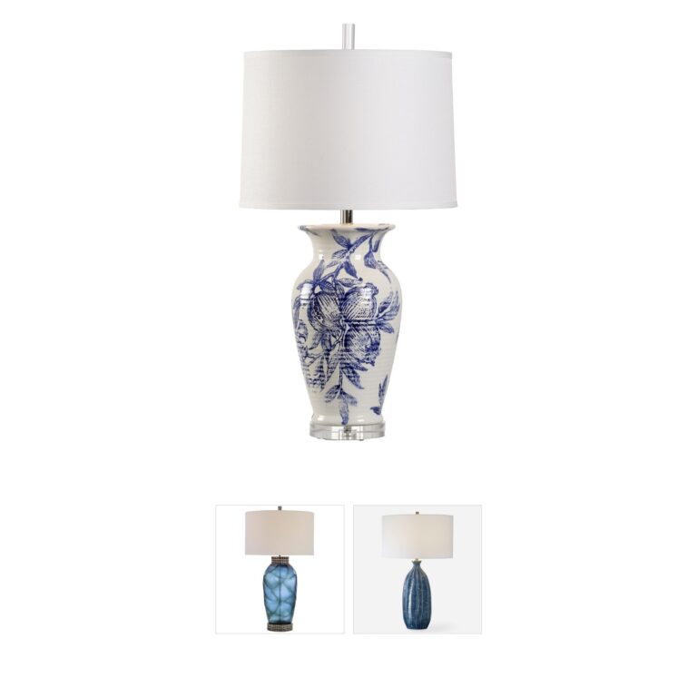 Wildwood Vietri Ceramic Table Lamp in White/Blue Glaze