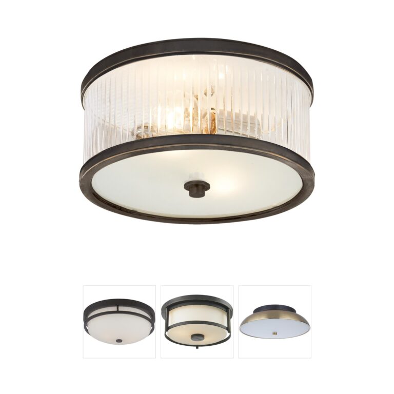 Visual Comfort Signature Collection Alexa Hampton Randolph Bronze Flush Mount with Frosted Glass