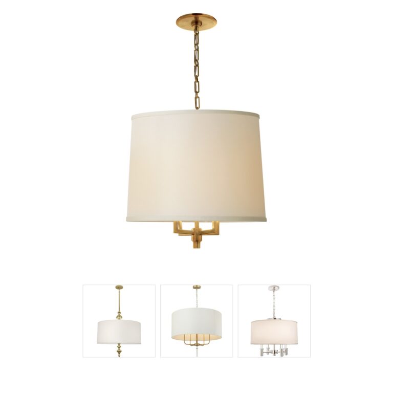 Visual Comfort Signature Collection Barbara Barry Westport Soft Brass and Linen Large Hanging Shade