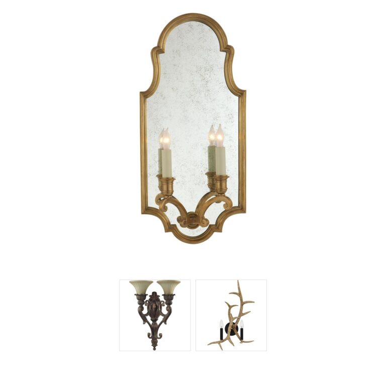 Visual Comfort Signature Collection Chapman & Myers Sussex Antique-Burnished Brass Framed Double Sconce