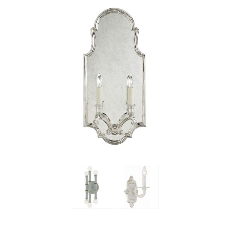 Visual Comfort Signature Collection Chapman & Myers Sussex5 Polished Nickel Framed Double Sconce