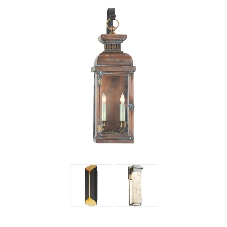 Visual Comfort Signature Collection Chapman & Myers Suffork Natural Copper Scroll Arm Wall Lantern