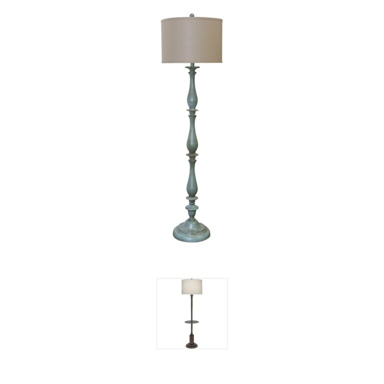 StyleCraft Home Collection Signature Charlton Distressed Blue Silk Shade Floor Lamp