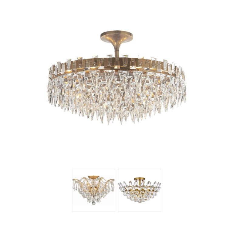 Visual Comfort Signature Collection Joe Nye Trillion Crystal and Brass Flush Mount