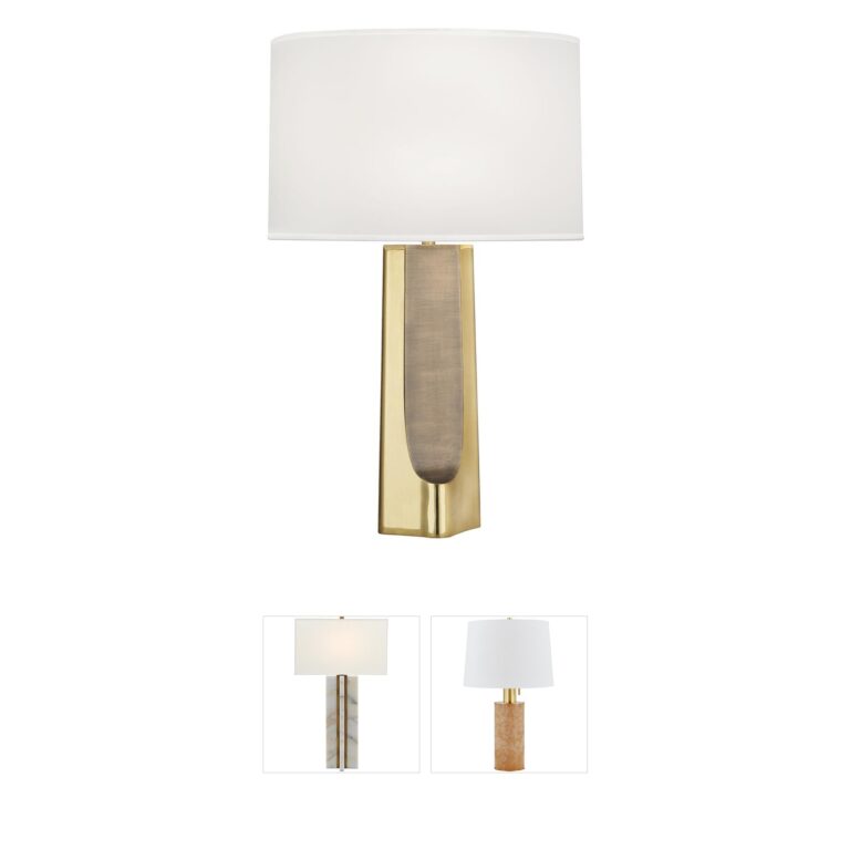 Robert Abbey Margeaux Modern Brass Table Lamp with White Organza Shade