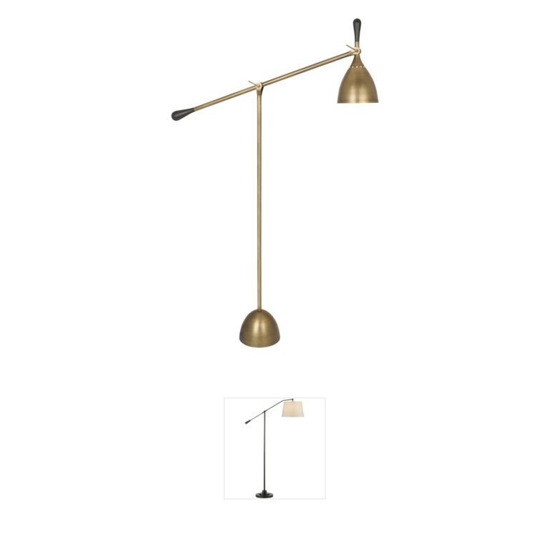 Robert Abbey Ledger Warm Brass and Dark Walnut Adjustable Floor Lamp