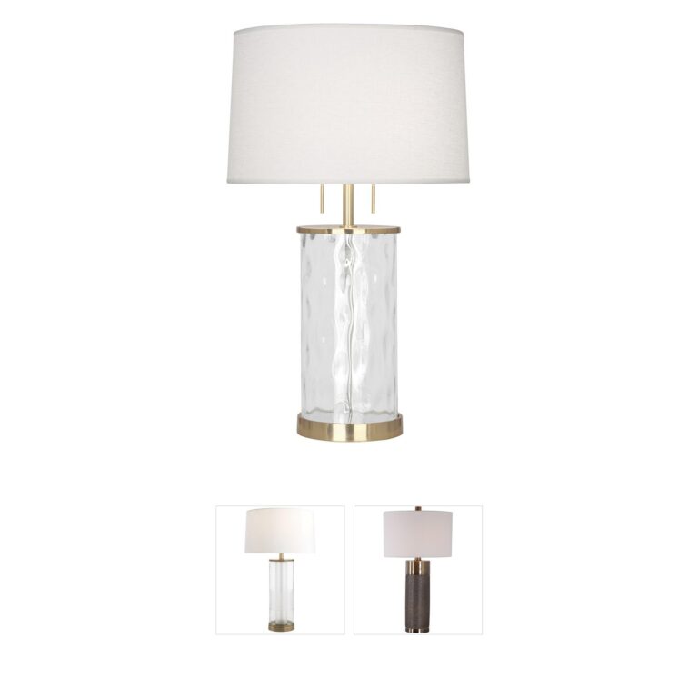 Robert Abbey Gloria Modern Brass Table Lamp with Oyster Linen Shade