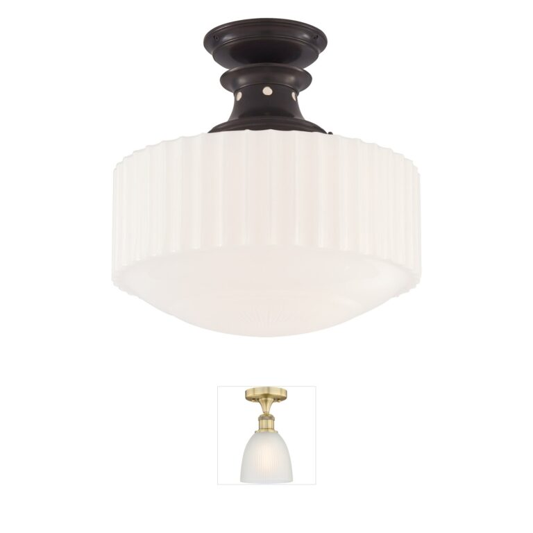 Visual Comfort Signature Collection Thomas O'Brien Milton Road Bronze Flush Mount with White Glass