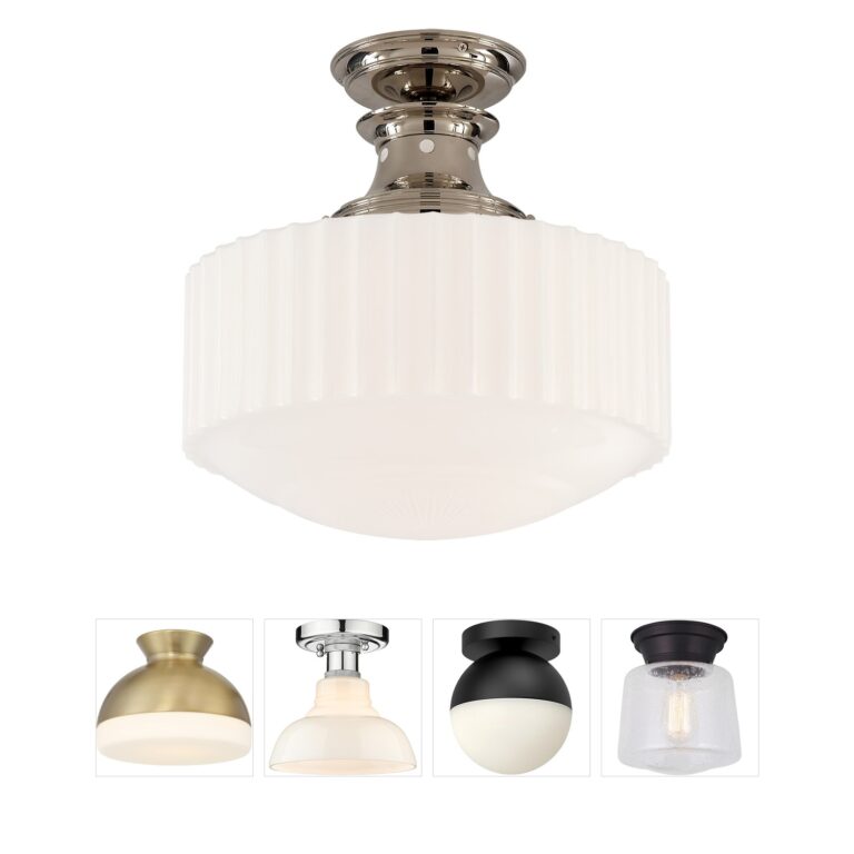 Visual Comfort Signature Collection Thomas O'Brien Milton Road Polished Nickel Flush Mount with White Glass