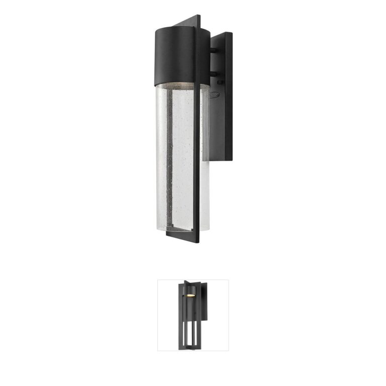 Hinkley Shelter Solid Aluminum Black Outdoor Wall Lantern with Clear Seedy Glass