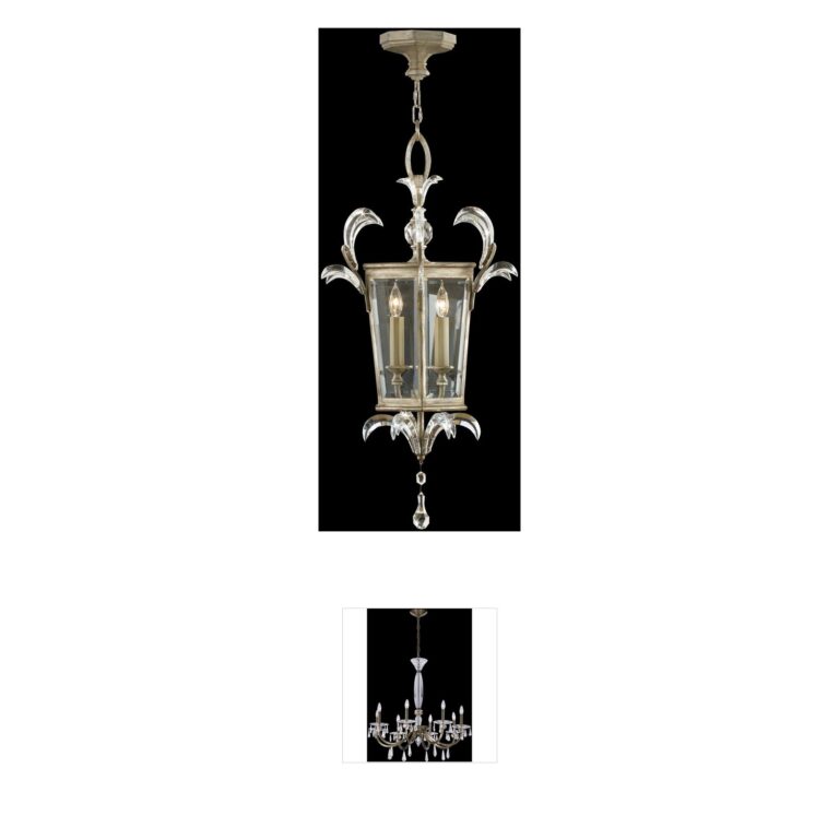 Fine Art Handcrafted Lighting Beveled Arcs Silver Crystal Square Pendant
