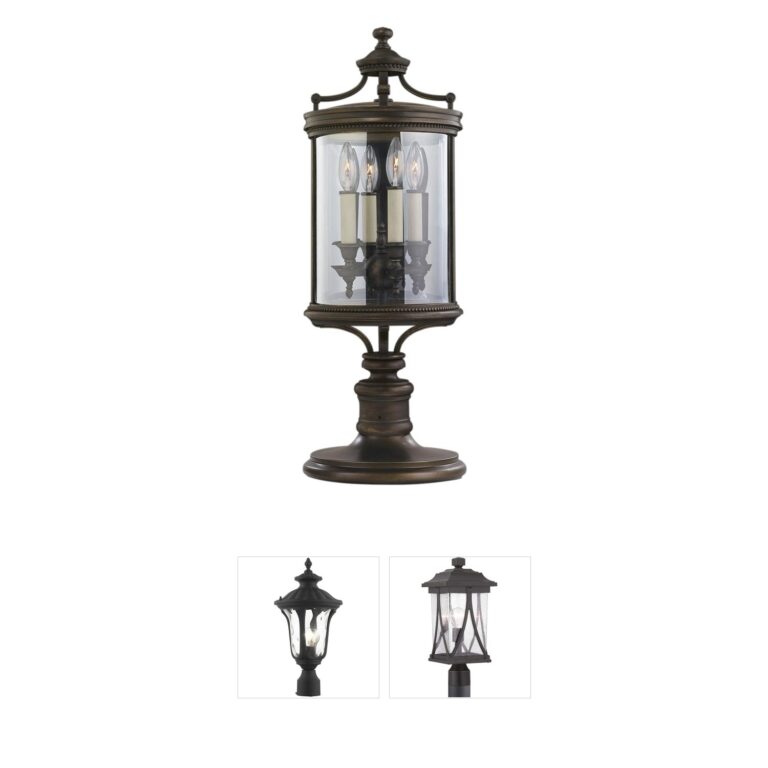 Fine Art Handcrafted Lighting Louvre 28-Inch Bronze Outdoor Pier and Post Mount