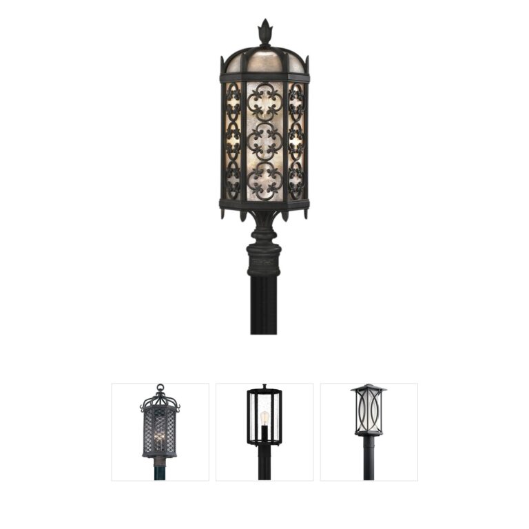 Fine Art Handcrafted Lighting Costa del Sol 29-Inch Black Iron Outdoor Post Mount