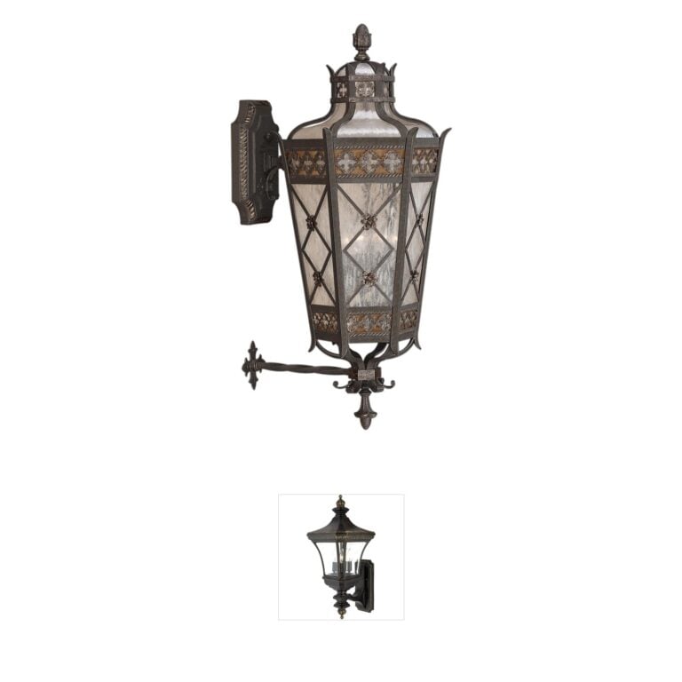 Fine Art Handcrafted Lighting Chateau Outdoor Bronze Antiqued Glass Wall Sconce