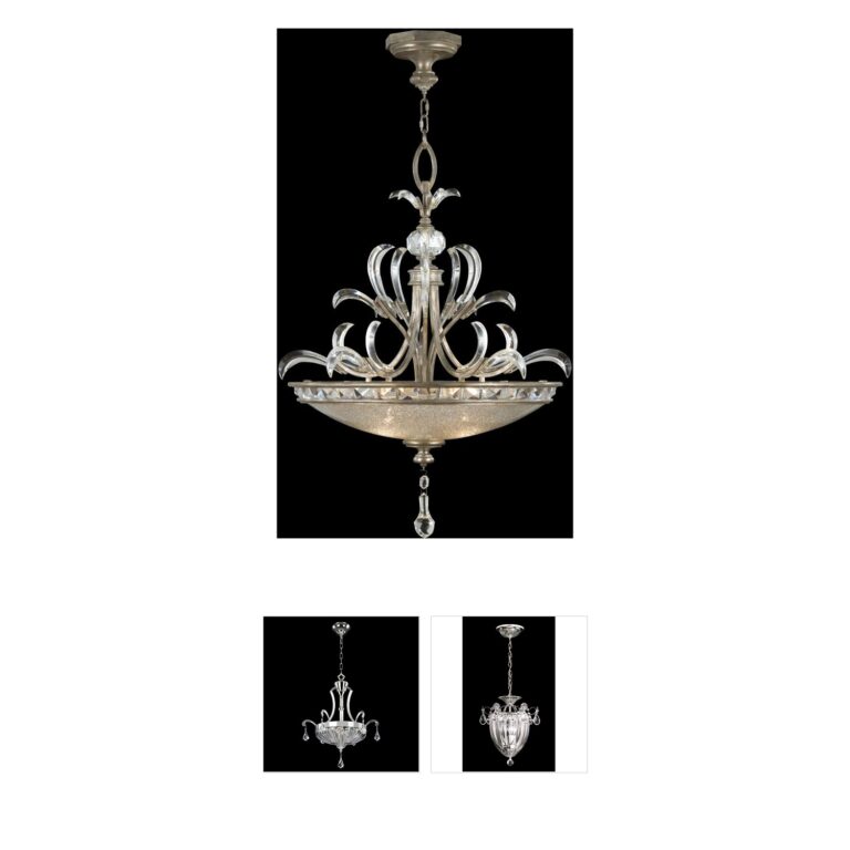 Fine Art Handcrafted Lighting Beveled Arcs Silver and Crystal 32-Inch Round Pendant