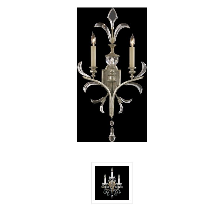 Fine Art Handcrafted Lighting Beveled Arcs 32" Silver and Crystal Wall Sconce