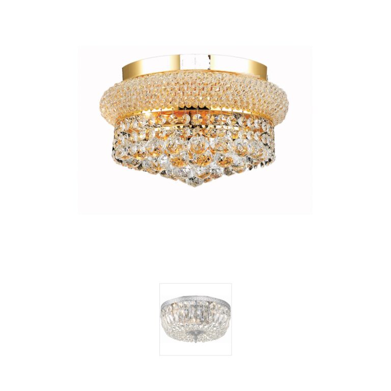 Elegant Lighting Primo Collection Gold Crystal Flush Mount