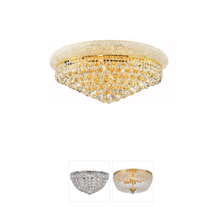 Elegant Lighting Primo Collection 24" Gold Crystal Flush Mount