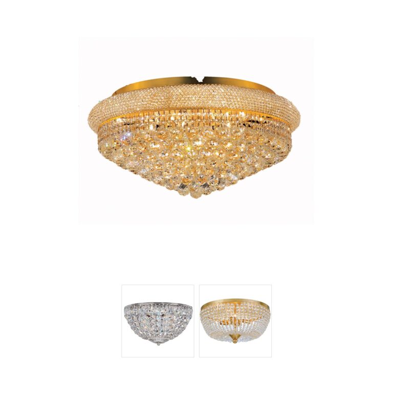 Elegant Lighting Primo Collection 28" Gold Crystal Flush Mount