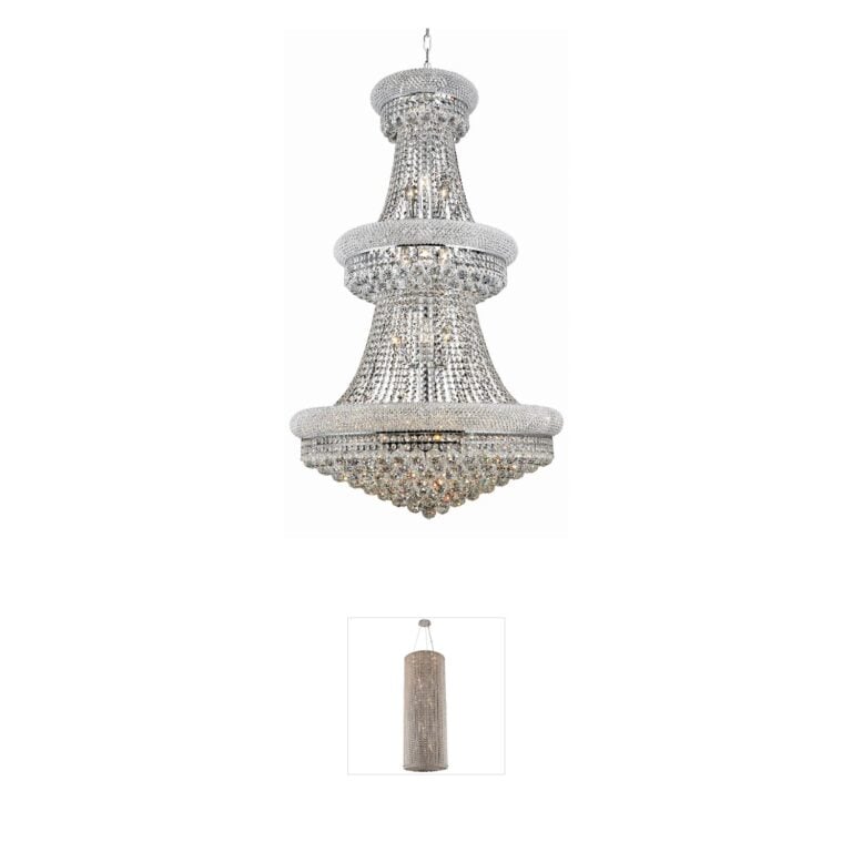 Elegant Lighting Primo Collection Chrome & Crystal Foyer Pendant