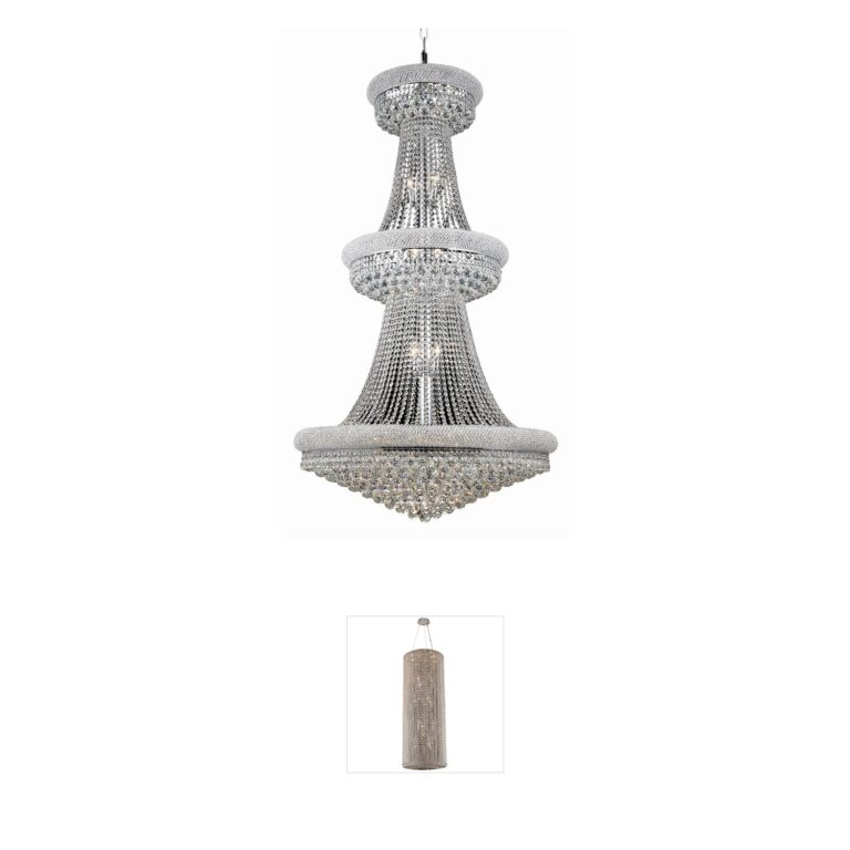 Elegant Lighting Primo 36-Inch Chrome Foyer Pendant with Royal Cut Crystals