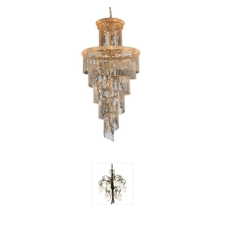 Elegant Lighting Spiral Gold and Royal Cut Crystal Foyer Pendant