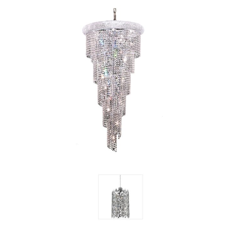 Elegant Lighting Spiral Chrome Crystal Foyer Pendant